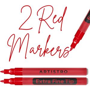 ARTISTRO 2 Red Acrylic Paint Markers - 0.7mm Extra Fine-Tip Paint Pens - Perfect for Crafting, Art Projects, & More