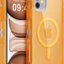 for iPhone 11 Case, Compatible with MagSafe, Heavy Duty Shockproof Protection Phone Cases, Anti-Drop, Dual Layer Transparent Magnetic Phone Case for iPhone 11, 6.1", Orange