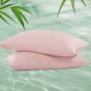 NATUREFIELD Rayon Derived from Bamboo Pillowcases Standard Size Set of 2, Cooling Pillow Cover for Hot Sleepers, Hotel Luxury Bedding (20"x26") (Pink)