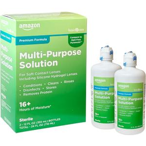 Amazon Basic Care Multi-Purpose Contacts Solution - Premium Formula, 12 fl oz (Pack of 2)