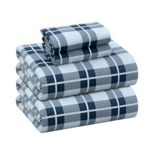 RUVANTI Flannel Sheets King Size - 100% Cotton Double Brushed King Size Sheets Set - Deep Pockets 16 Inches Bed Sheets - All Seasons Breathable & Extra Soft - Warm & Cozy, 4 Piece, Illusion Check