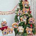 CIEOVO 24 Pack Christmas Picture Frame Ornaments, Xmas Craft Gingerbread Candy Photo Frame Hanging Ornaments and Christmas Stickers for Tree Craft Holiday Art Home Class Party Decorations