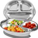 Stainless Steel Baby Suction Plates: Divided Plates for Babies and Toddlers, Made of 100% Food-Grade Materials Ideal for Baby-Led Weaning BPA-Free Toddler Feeding Dishwasher Safe Gray