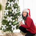 Suncalla 30 Yards Shimmery Chiffon Silk Ribbons for Xmas Tree Decoration Wedding Decor Invitations Bridal Flower Bouquets Gift Wrapping DIY Crafts(White)