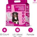 American Kennel Club Female Dog Wrap, Disposable Diapers with Wetness Indicator, Large, 50 Count (Large Waist Size 18 - 27 in)