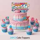 2 x 6 7 Birthday Decorations Kit, 67 Meme Happy Birthday Party Banner Themed Birthday Decorations Set Includes Banner, Large Cake Topper, 18 x Ballons, 24 x Cupcake Toppers