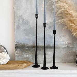 Rustic Iron Taper Candle Holder Set - 14, 17, 19 High Decorative Candle Stand for Weddings, Dinners, Parties - 3-Piece Candlestick Holder Collection