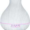 BZseed Aromatherapy Essential Oil Diffuser 550ml 12 Hours White Wood Grain Aroma Diffuser with Timer for Large Room, Home, Baby Bedroom, Waterless Auto Shut-Off, 7 Colors Lights Changing