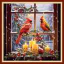 Dooxvey Cross Stitch Kits for Adults Beginners,Full Range of Cross-Stitch Stamped Kits Needlepoint Kits for Beginners Embroidery Kits 11CT Cross Stitch Patterns-Romantic Parrot 18x18 inch (Artpattern20)