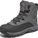 NORTIV 8 Men's Insulated Waterproof Construction Hiking Winter Snow Boots (10, Grey)