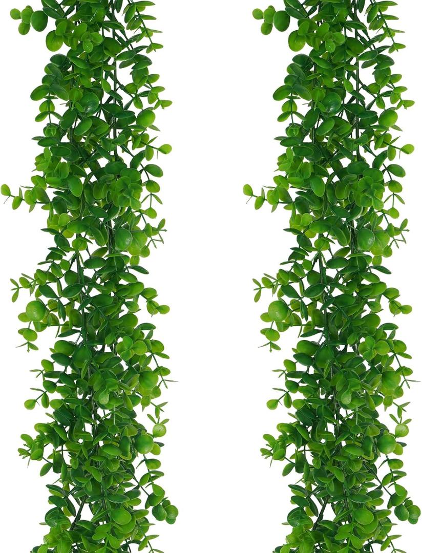 Artflower Artificial Eucalyptus Garland Eucalyptus Vine Green Garland Artificial Hanging Eucalyptus Leaves Plant Wedding Arch Wall Indoor Outdoor Green 2 Pack  4 1/2FT 