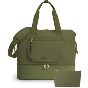 BAGSMART Weekender Bag for Women - 35L Carry On with Shoe Compartment, TSA-Free Travel Duffle, Large Overnight Hospital Bag, Green