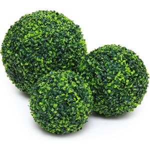 Veryhome 3 Pcs Artificial Topiary Ball Plant Faux Boxwood Balls for Outdoor UV Resistant Faux Plant for Indoor Backyard, Porch, Garden, Wedding and Spring Home Decor71115 (Green)