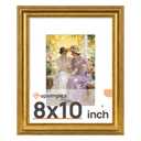 Upsimples Vintage 8x10 Picture Frame, Antique Gold Frames Display 5x7 with Mat or 8 x 10 Without for Wall or Tabletop Decor, 1 Pack