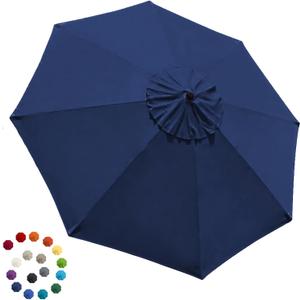 EliteShade USA 9FT Patio Umbrella Replacement Covers 8 Ribs Market Umbrella Canopy Cover (CANOPY ONLY) (Navy Blue)