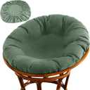 Wibeelee Papasan Chair Cushion Cover, Soft Plush Fleece Slipcover Only, Removable & Machine Washable with Adjustable Design, Fits 44-48 Inch Cushion (Tea Green)