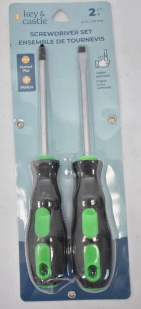 Key & Castle Screwdriver Set Slotted/Phillips 2 Piece Kit Comfort Handle Tools