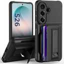 for Samsung Galaxy S26 Case Wallet with Card Holder (4-5Cards)-Black | [RFID Blocking][Kickstand][Military Drop Protection] Full Camera Protection Wallet Case for Samsung S26