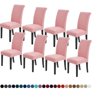Joccun Chair Covers for Dining Room Set of 8, Dining Chair Slipcovers Stretch Dining Room Chair Covers Seat Protector,Washable Parsons Chair Cover for Home,Hotel,Banquet(Dusty Pink,8 Pack)