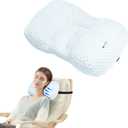 Adjustable Neck Pillow for Recliner, Headrest Pillow for Chair & Couch Support - Ergonomic Design Cushion with 2 Adjustable Strap, Recliner Head Pillow for Office, Home, Traveling (Blue)