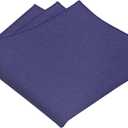 Mens Linen Tie Set - Solid Necktie with Pocket Square (Blue)