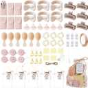 116Pcs Baby Shower Prizes for Game Winners Favors Gifts Set including Hair Clips Hair Brush Makeup Brushes Gift Bags for Baby Shower Party Guests Bridal Shower Favors (Beige)