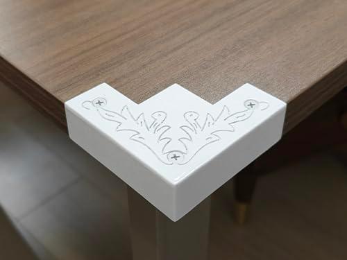 White Metal Corner Protector 3.3 * 3.3 * 1 in Decorative Wood Funiture 4pcs Barn Sliding Door Corner Guards Metal Table Corner Antirust Zinc Alloy Edge Cover Bracket with Screw