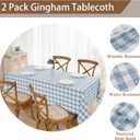 2 x Checkered Tablecloth Rectangle, 2 Pack Gingham Table Cloths Waterproof Wrinkle Free Buffalo Plaid Table Covers Washable for Dining, Parties & Outdoor Picnic(Light Blue and White, 60"×120")