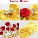 3 Pcs Princess Rose Crown Tiara Hair Bow Yellow Gloves Women Dress Up Party Costume Accessories