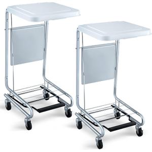2 Pcs Hamper Stand with Step-on Foot Pedal and Self-closing Lid, Laundry Room Storage, Metal Frame, Holds 30-33 Gallon Capacity Bags for Dorm, Hotel, Home (Bags Not Included), 17.7 x 19.7 x 38.6 inch