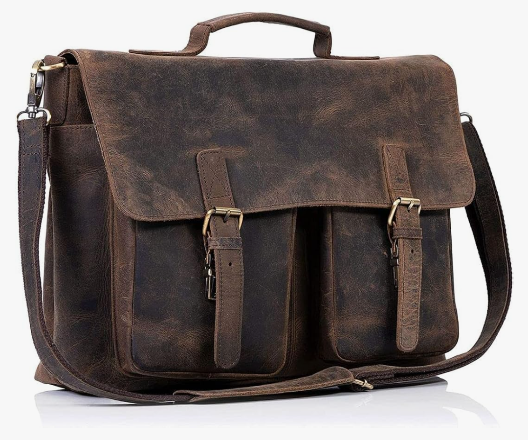 KomalC 16 Inch Leather briefcase Laptop Messenger Bags for Men and Women Best Office Satchel Bag