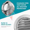 4 Inch Wall Vent Cover, HG Power Dryer Vent Cover Outside with Screen Mesh, Stainless Steel Exhaust Vent, Round Air Vent Covers for Outdoor Ventilation System 95mm, Silver
