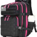 25L Tactical Military Backpack Small Travel Backpack for Men and Women Assault Pack Bug Out Bag Molle Daypack Gym Backpack with Bottle Holder (Black Neon Pink)