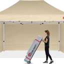 MASTERCANOPY Heavy Duty Pop-up Canopy Tent with Sidewalls (10x15,Beige)