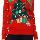 VENTELAN Women's Christmas Sweater Funny Christmas Tree Ugly Pullover Snowflake Long Sleeve Sweater Shirt (M)