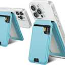 isee Magnetic Card Holder Wallet with MagSafe, Adjustable Stand for iPhone 16/15/14/13/12 Series Holds 5 Cards (Sky Blue)