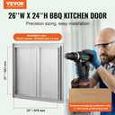 VEVOR BBQ Double Outdoor Kitchen Door, 26W x 24H Inch, Stainless Steel Flush Mount, Vertical Wall Door with Recessed Handles, for Grilling Station