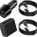 45W Super Fast USB C Car Charger and Wall Charger Block Compatible for Samsung Galaxy S25 Ultra/Plus/S24/S23/S22/S21 fe/Note 20/W25, Galaxy Tab S10+/S9 PPS Type C Fast Charging with 2 Pack 6.6ft Cable