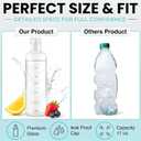 Reusable Borosilicate Glass Water Bottle 16 oz with Sleeve  Slim, Clear, Leakproof Bottle with Time Marker  BPA-Free, Double-Walled, Wide Mouth, for Hot or Cold Drinks, Motivational Gift (Clear)