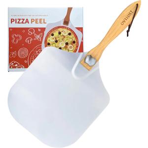 Pizza Peel 12 inch, Aluminum Pizza Paddle 12 x 14 inch with Foldable Wood Handle, Pizza Turning Peel, Pizza Spatula For Oven, Bread, Pastry, Dough, Cake, Pizza Spatula Paddle, Metal Pizza Peel