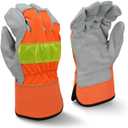 High Visibility Gray Split Cowhide Leather Palm Glove (One Size)