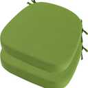 idee-home Outdoor Chair Cushions Set of 2, 19" x 19" x 3" Thick D-Shaped Patio Furniture Outdoor Seat Cushions Waterproof with Ties, Dining Pads (Green)