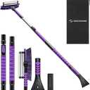Nuovoware 60" Ice Scraper and Extendable Snow Brush for Car Windshield, 5 in 1 Adjustable Snow Removal Tools with 270 Pivoting Brush Head for Car Auto Truck SUV, Purple