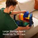 Ozueccr Large Hat Bag for Baseball Caps, Portable Hat Organizer Bag with Handle and Adjustable Shoulder Strap, Holds 24 Caps, For Travel, Moving, Home Storage