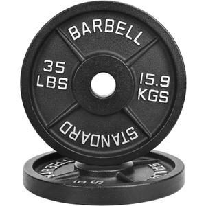 Fitvids 2-Inch Olympic Cast Iron Weight Plate for Strength Training & Weightlifting, Multiple Sizes 45LBS 2 Packs