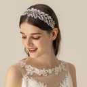 Oriamour Silver Wedding Headbands Crystal Bridal Headpieces For Women Wide Bridal Headbands (Gold)