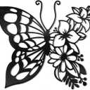 Garden 4 you Butterfly Decoration Wall Art Boho Home Decor Hanging Appearance Wall Decor Metal Wall Hanging Butterfly Decor Flower Wall Art for Bedroom Living Room Home Wall,Black(Medium)