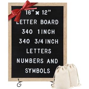Felt Letter Board - 680 Letters, Numbers & Symbols, 16 x 12 inch, Changeable Message Board for Notes & Announcements, Wood Frame, 2 Storage Bags, Light Brown Frame