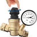 RVGUARD RV Water Pressure Regulator Valve With An Adjustable Knob, Tool-Free, CSA Approved, Lead-Free Brass Water Pressure Reducer with Gauge and Inlet Screen Filter for RV Camper Travel Trailer