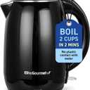 Elite Gourmet EKT1821 1.8L Double Wall Insulated, Cool-Touch 1500W Kettle w/ Stainless Steel Interior & Lid, 360° Swivel Base for Cord Free Serving, Power On Lever, Auto Shut-Off, Boil Dry, Black